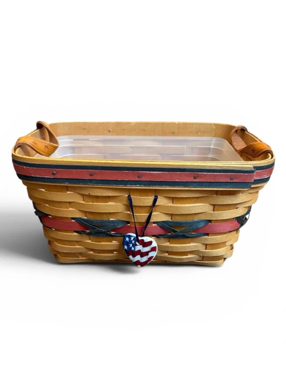 Longaberger Sparkler Basket All-American 2000 w/ Plastic Divider Handles & Charm